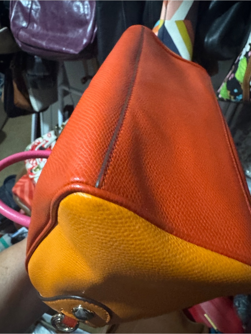 Coach mini Bennett Orange and Pink colorblock Leather Satchel - Picture 16 of 16